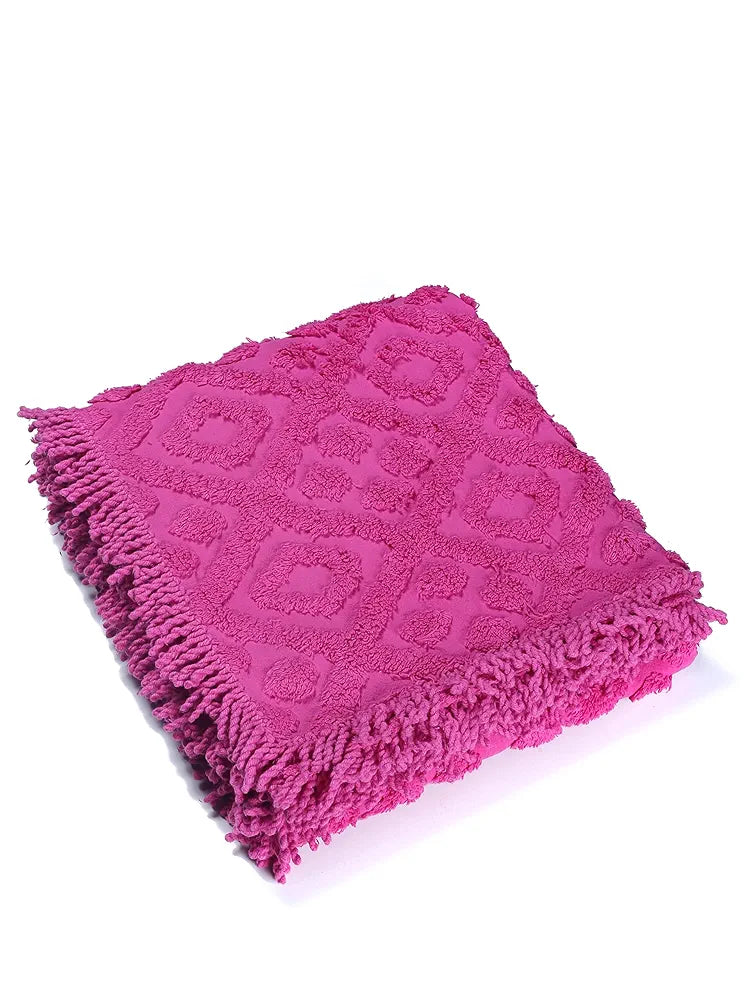 Saral Home Easy Living Home Soft Cotton Tufted 2 Seater Sofa Cover Throw Pink