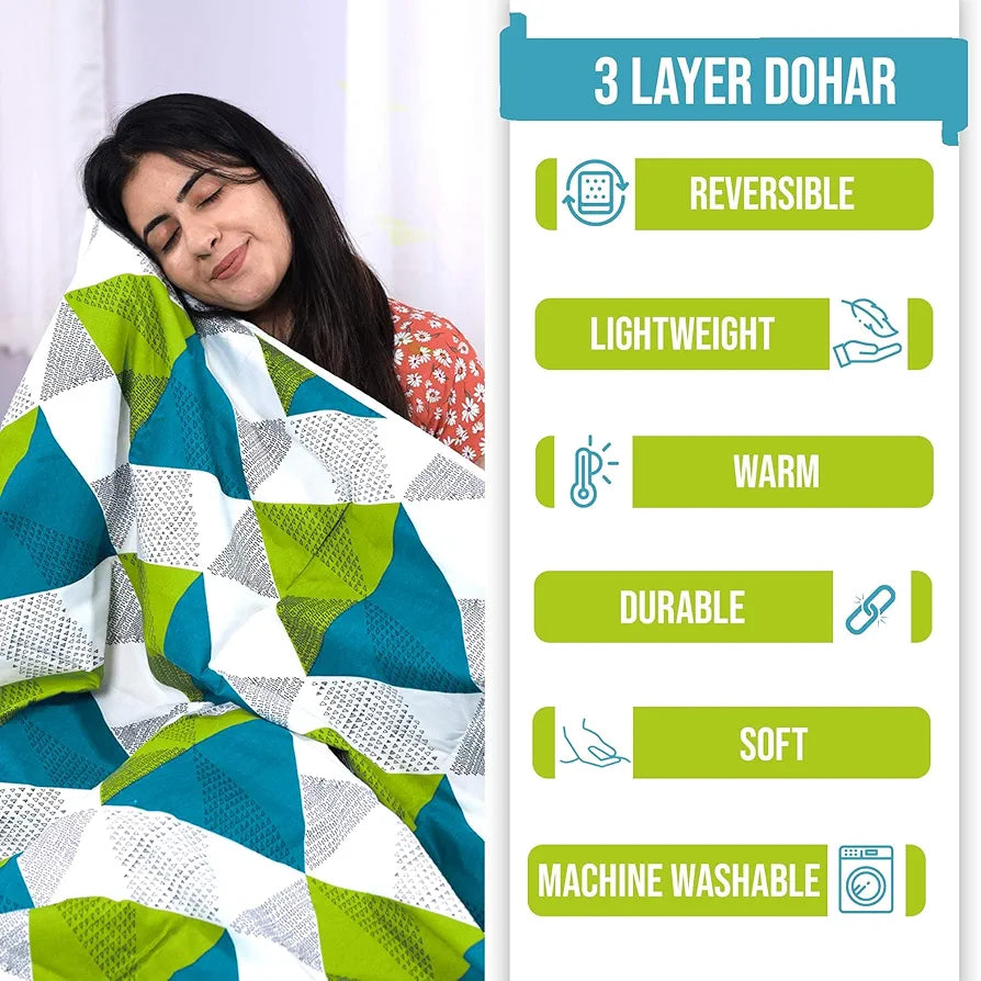 Divine Casa 120 GSM Reversible Single Bed Size Dohar AC Blanket Soft Light-Weight Glace Cotton Bed Blanket TC - 120