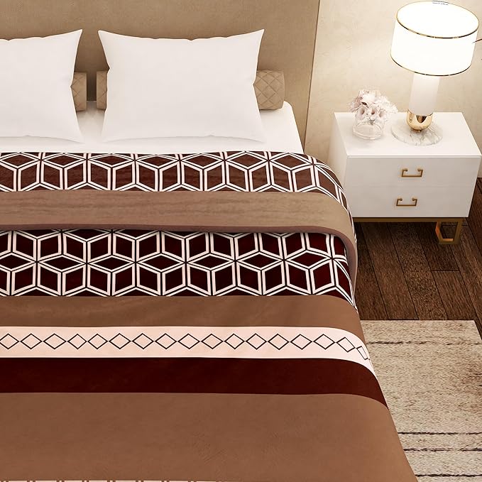 Story@Home Polyester All-Season AC Double Size Reversible Blanket Colour Brown
