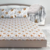 Divine Casa 144 TC Floral Print Brown Skin Friendly 100% Cotton Fitted Bedsheets King Size Colour Biscuit