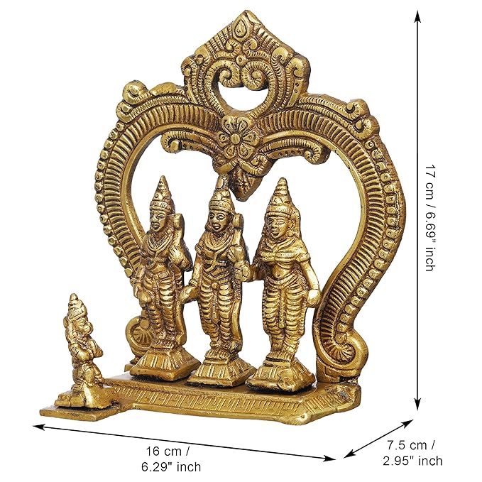 Ecraftindia Golden Lord Ram Darbar Statue Ram Sita Laxman Hanuman Murti Religious Brass Idols