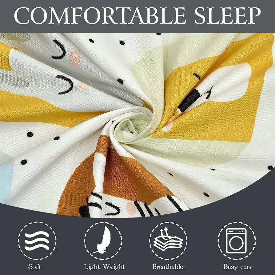 Fresh From Loom Glace Cotton Cartoon Printed Single Bedsheet Kids Bedsheet For Boys & Girls Room With One Pillow Cover 144 tc Multi-Color 1