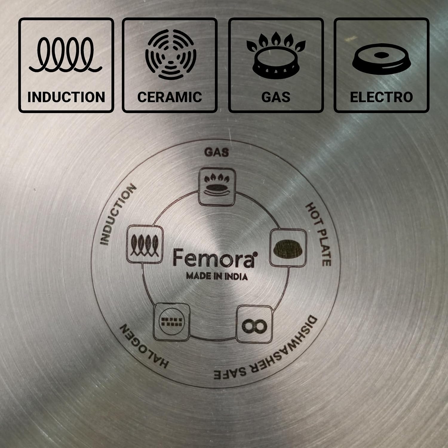 Femora Tri-ply Frying Pan 24 Cm Capacity 1.8 L Without Lid | Healthy Cooking | Induction Safe | Stain Resistant | Zero Coating