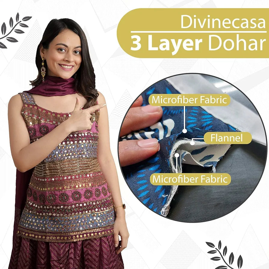 Divine Casa 120 GSM Microfiber Single Kids Dohar Soft & Lightweight Throw Blanket Geometric Triangles Pattern Colour Black & White