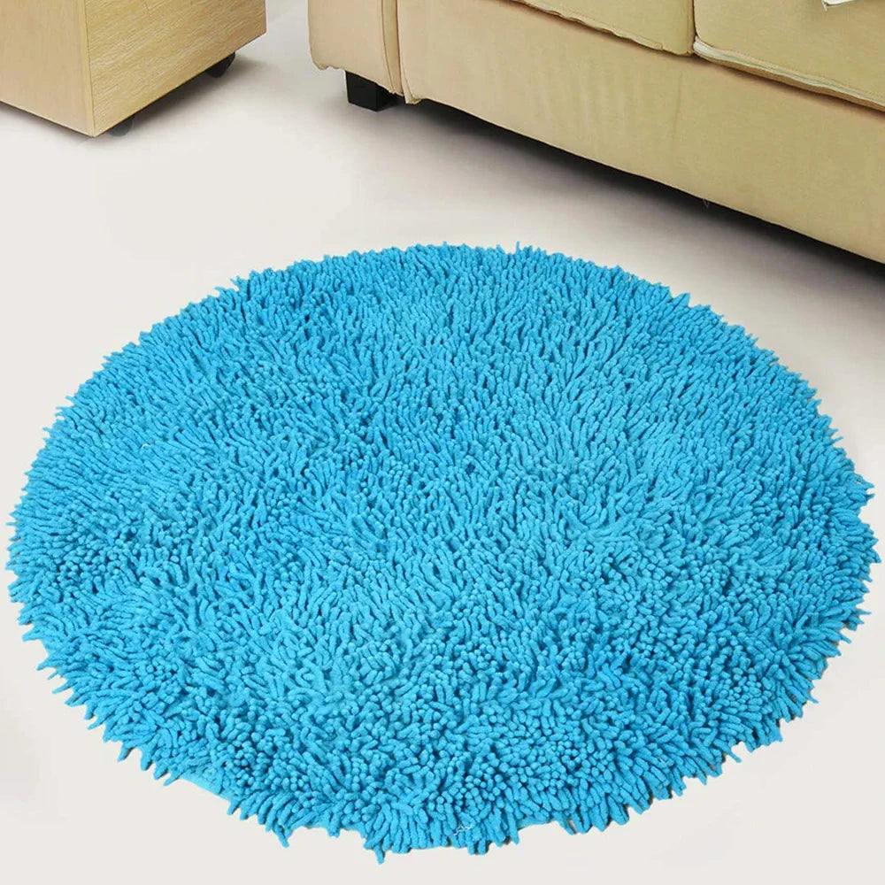 Saral Home Easy Living Home Cotton Shaggy Anti-skid Round Bath Mat