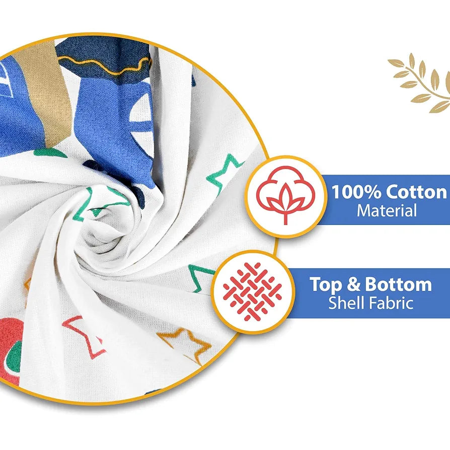 Divine Casa Pure Cotton Printed Single Dohar 120 GSM Soft & Lightweight Throw Blanket Colour Rosin White