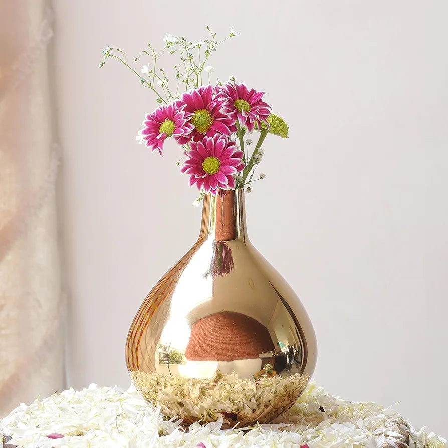 Behoma Metal Golden Flower Vase Gold Tall Vase Flowers not Included