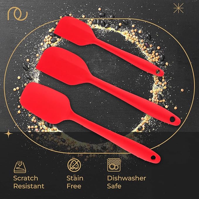 Frenchware Non-stick Premium Silicone Spatula for Cooking, Baking & Mixing | Dishwasher Safe | Set of 3