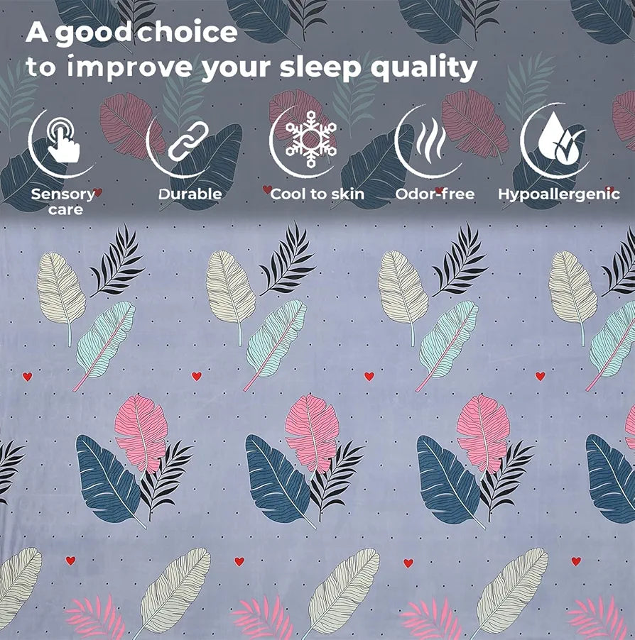 Fresh From Loom Floral Microfiber Single Size Single Bedsheet with 1 Pillow Covers 144 TC Zenith Blue