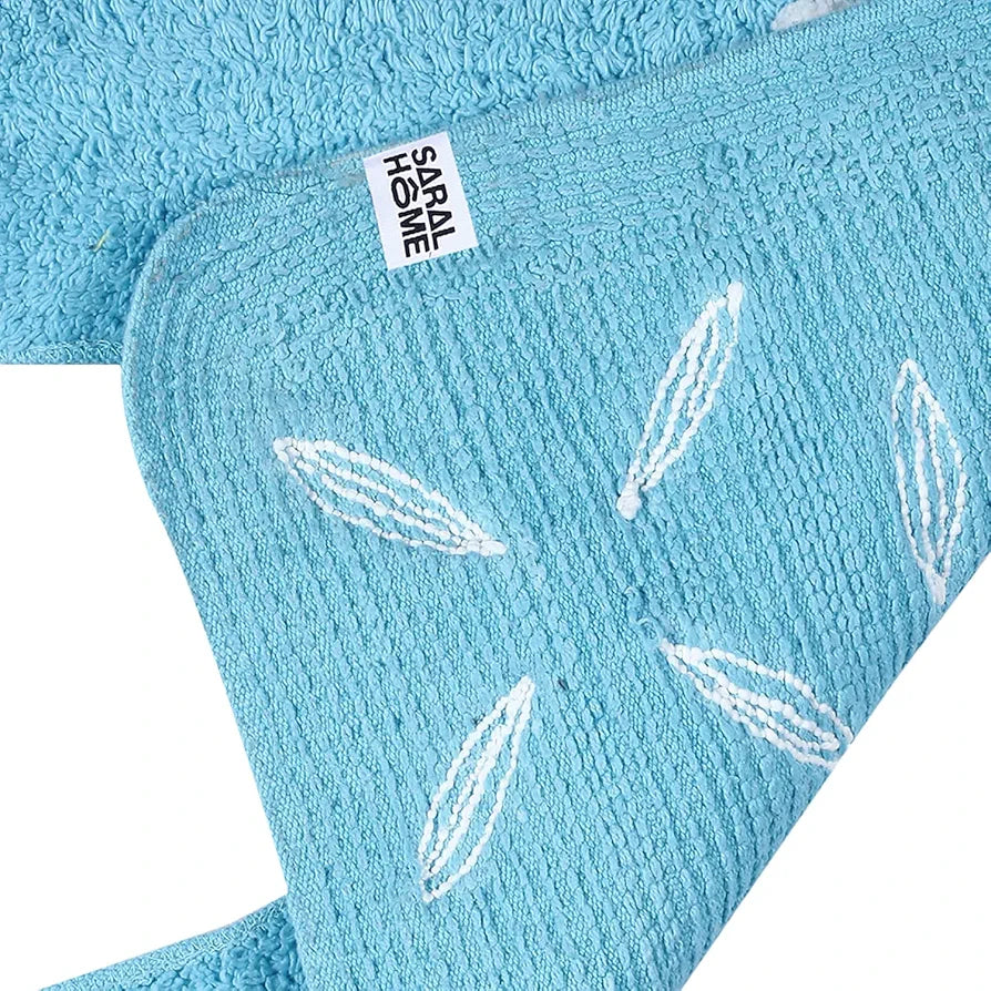 Saral Home Cotton Bathmat with Contour mat Colour Turquoise