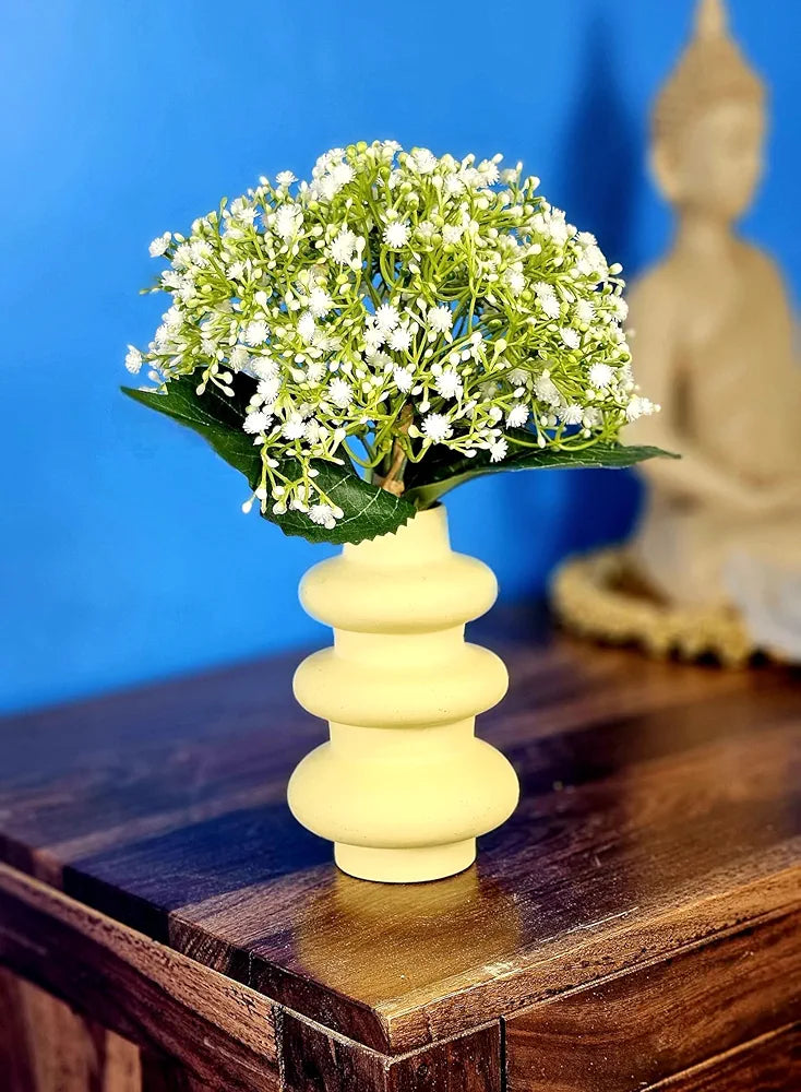 Bunch Artificial Dahlia Flowers  7-Stem Faux Floral Bouquet Realistic Fabric Flower White