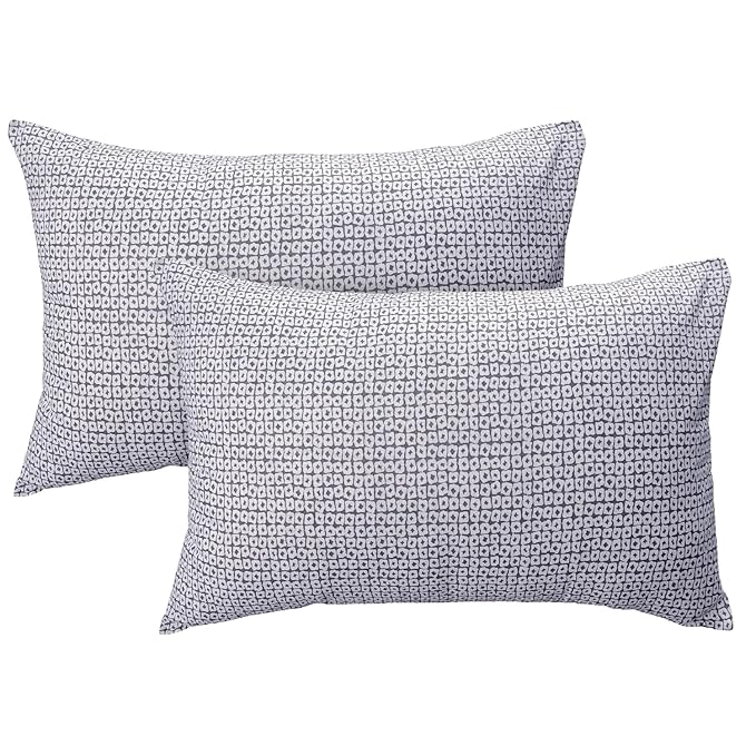 Huesland by Ahmedabad Cotton 144 TC Cotton Bedsheets for King Size Bed with 2 Pillow Covers | White, Cyan Blue & Grey