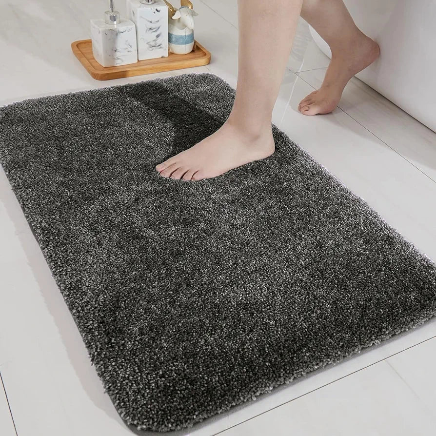 Luxe Home International Microfibre Rectangular Bath mat Super Soft Anti Skid Newman Mats For Bathroom Arabic Colour Coffee
