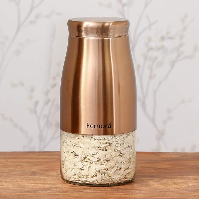Femora Kitchen Storage Jars Copper Finish With See Through Bottom Jar | 1750 Ml