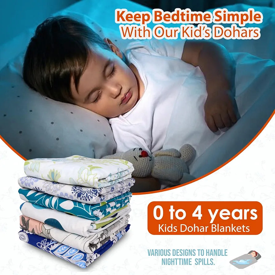 Divine Casa Floret 100% Cotton Single Kids Dohar 120 GSM Soft & Lightweight Throw Blanket Colour Wildflower Charm