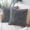 Luxe Home Cushion Cover Duble Side Rabbit Fur Plain Design Covers Set of 2 for Sofa Colour Grey