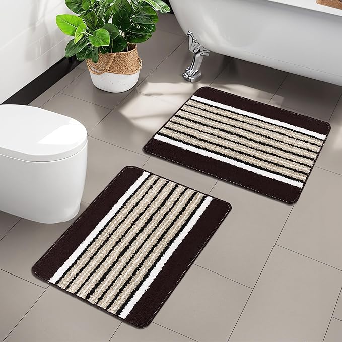 Kuber Industries Anti-Skid Water-Absorbent Door Mats for Home Micro New Wings Lining Brown