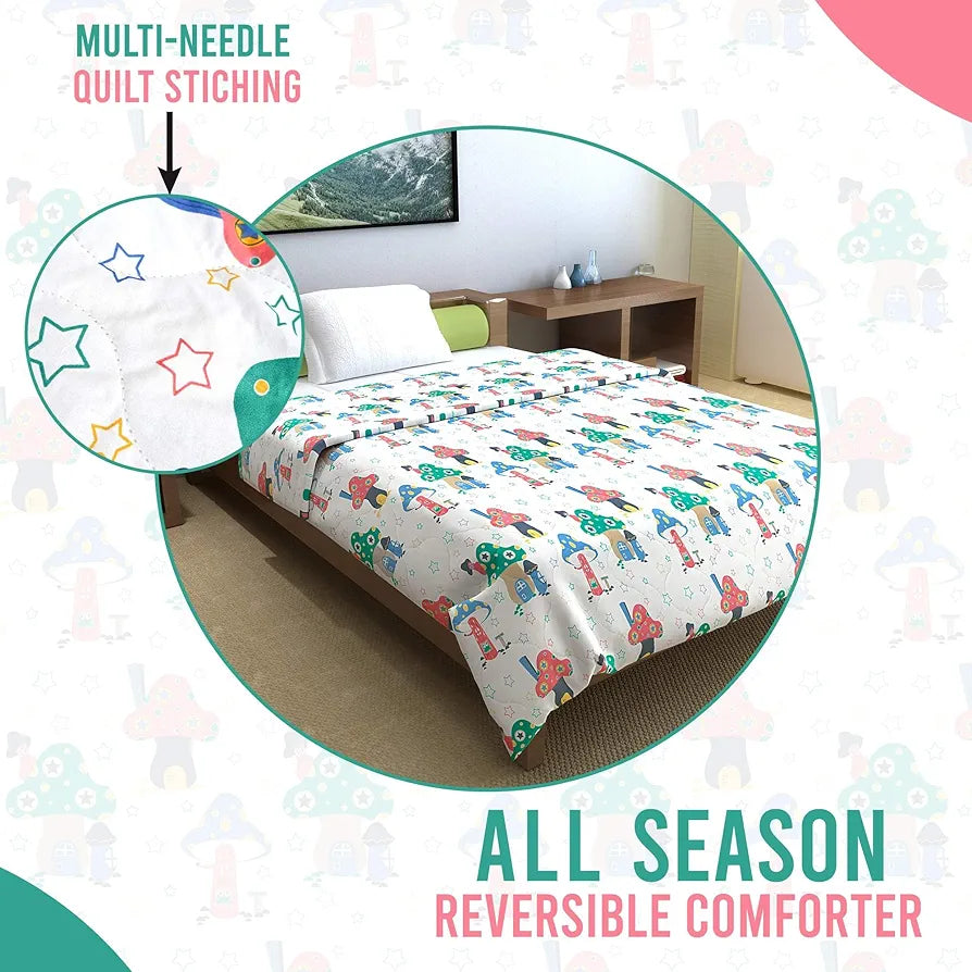 Divine Casa 120 GSM Cotton Single Bed Comforter Soft & Lightweight Reversible All-Season Blanket Colour Bright White