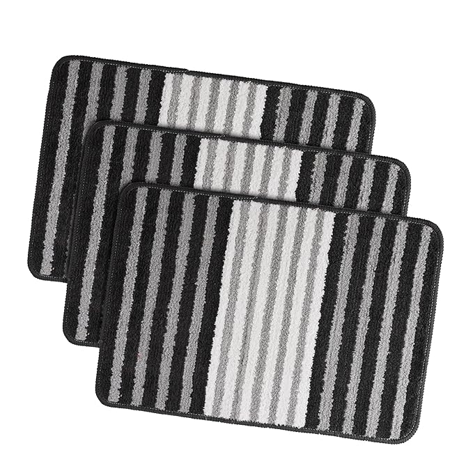 Kuber Industries Anti-Skid Water-Absorbent Door Mats for Home Pearl Lining Grey