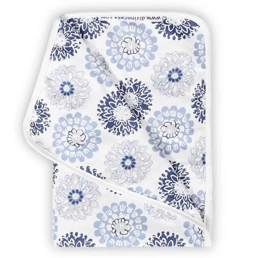 Divine Casa Floret 100% Cotton Single Kids Dohar 120 GSM Soft & Lightweight Throw Blanket Colour Blue Beige