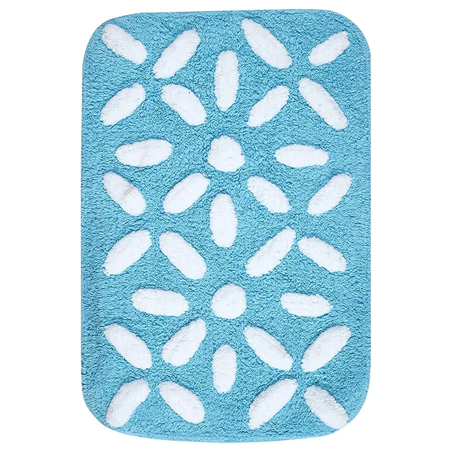 Saral Home Cotton Bathmat with Contour mat Colour Turquoise