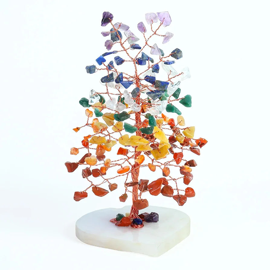 Zaicus Gemstone Bonsai Tree with Healing Crystals 7 Chakra Heart Base Feng Shui 7chakra-QH