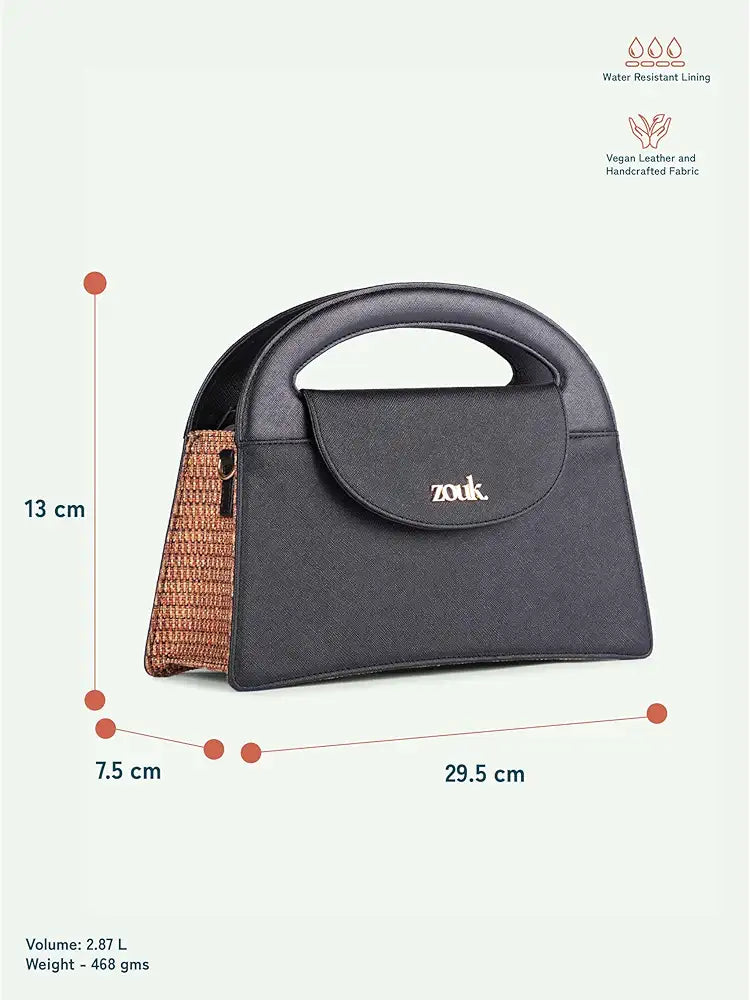 Zouk Rhea Kapoor Sling Bag Jute & Leather Crossbody Bag for Women
