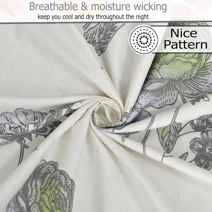 Fresh From Loom Microfiber Soft Cotton Bedsheet for Single Bed 200 TC Single Size Bed Sheet with 1 Pillow Cover White Grey