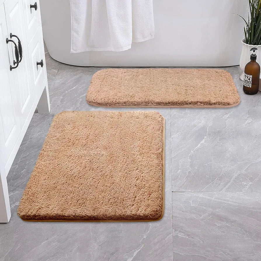 Luxe Home Bath Mat Super Soft Ultra Absorbent Mat Colour Rust (Pack of 2)