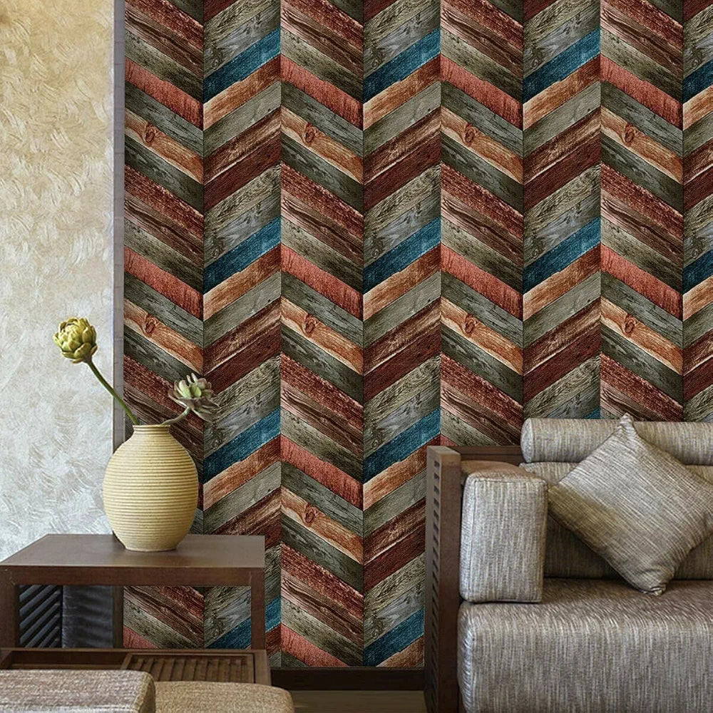 Indian Royals Wooden Strip Abstract Themed Pvc Vinyl Self Adhesive Wallpaper Wooden Strip Wallpaper