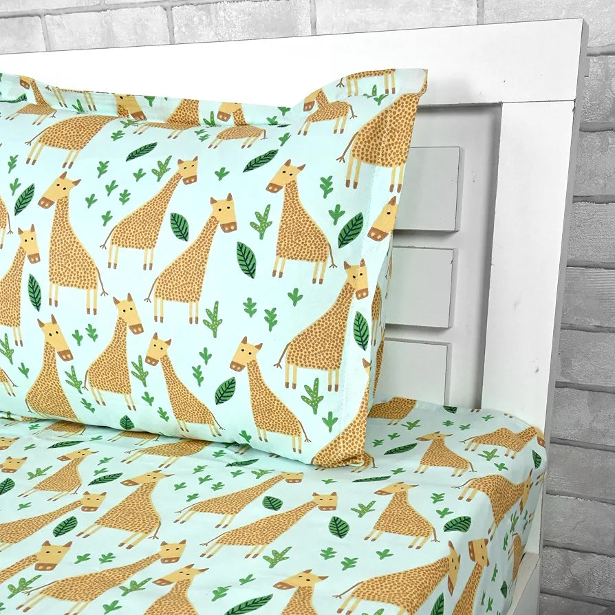 Divine Casa 144 TC 100% Cotton Single Bedsheet with 1 Pillow Cover Abstract Pattern Colour Water Blue