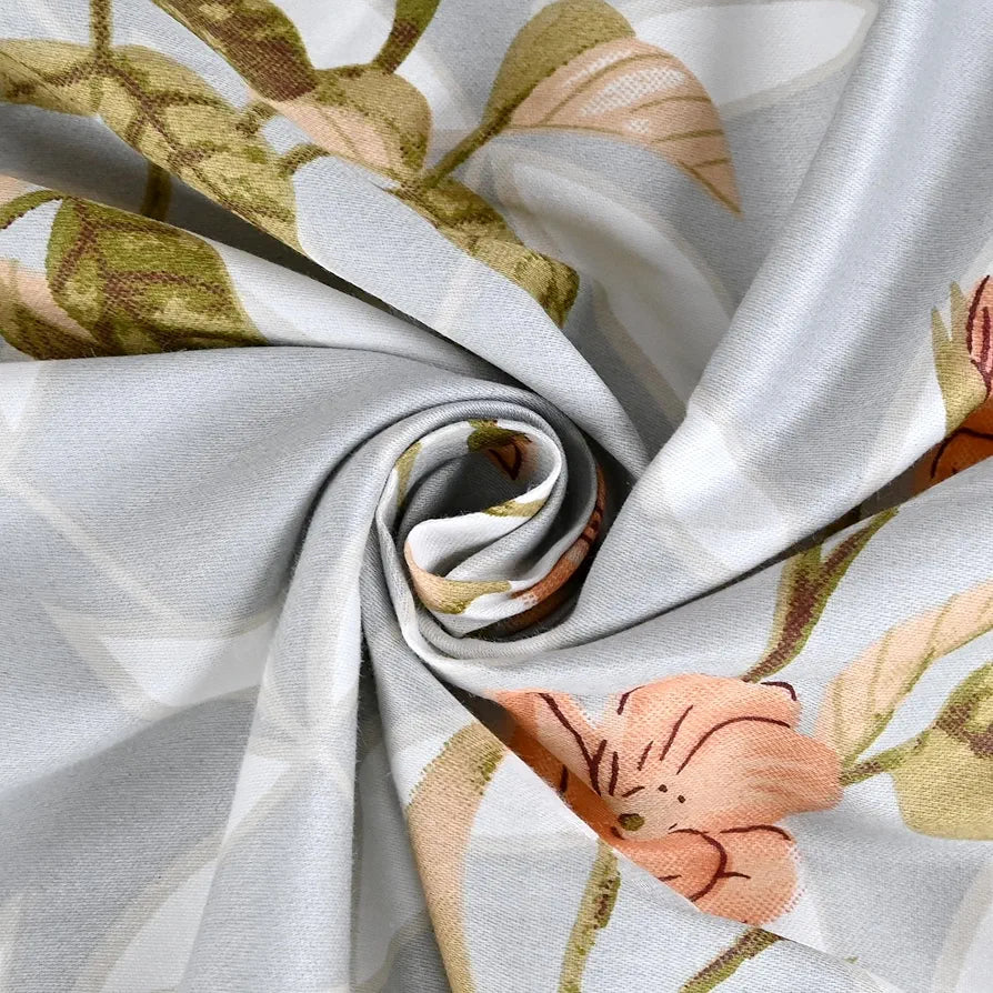 Divine Casa 200 TC 100% Cotton King Size Bedsheet Premium Soft Fabric Includes 2 Pillow Covers Colour Floral Grey