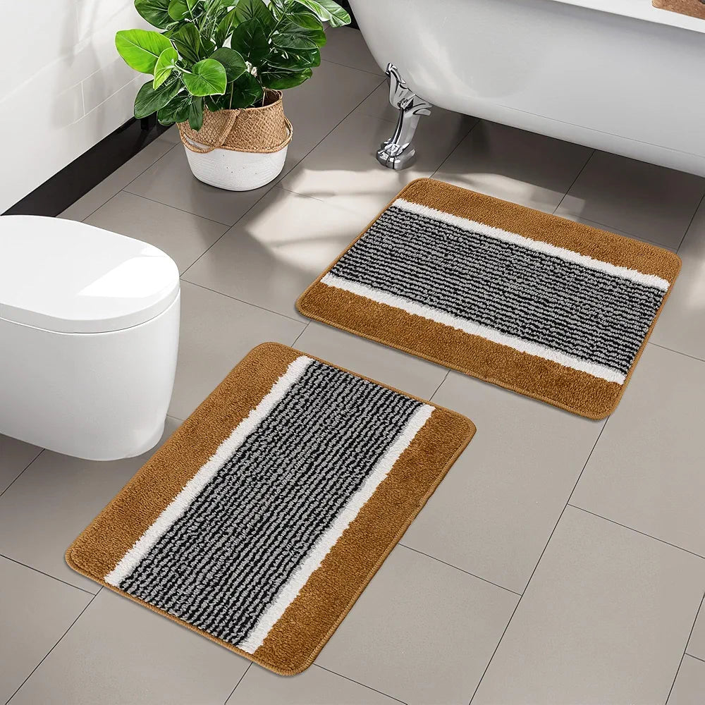 Kuber Industries Anti-Skid Water-Absorbent Door Mats for Home Micro Wings Lining Golden