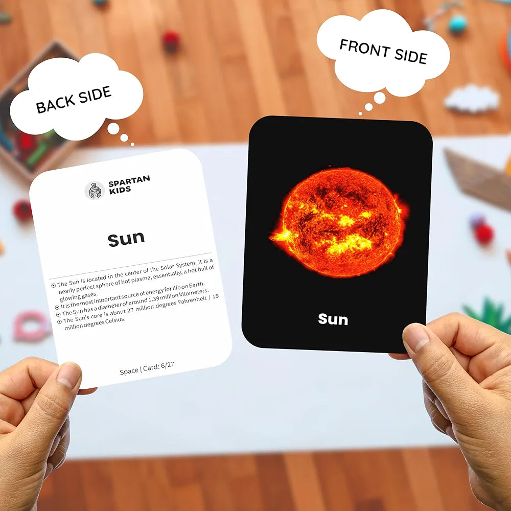 SPARTAN KIDS® Space Flash Cards for Kids | 27 Early Learning Flash Cards Easy & Fun Way of Learning 1 Year to 6 Years Babies
