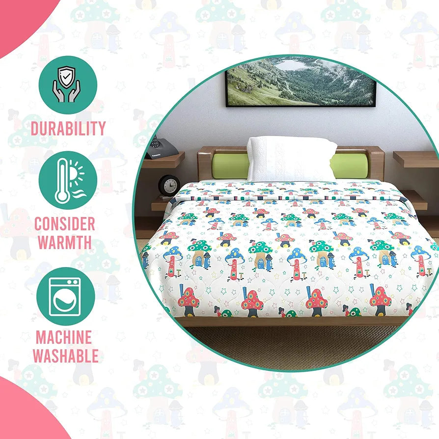 Divine Casa 120 GSM Cotton Single Bed Comforter Soft & Lightweight Reversible All-Season Blanket Colour Bright White