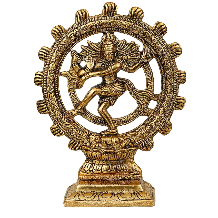 Webelkart Premium Gold Plated Lord Shiva Dancing Natraj Statue Showpiece Handcrafted Sculpture