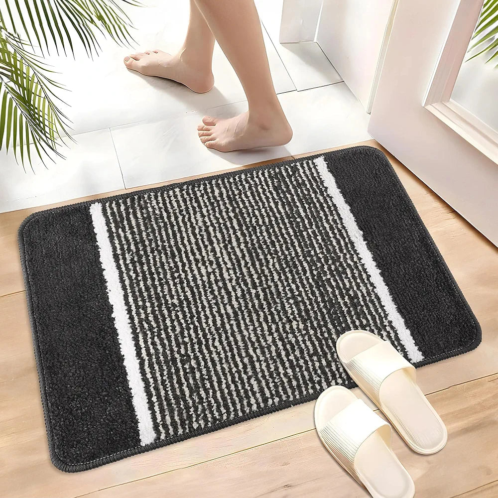 Kuber Industries Anti-Skid Water Absorbent Door Mats for Home Dark Grey Colour