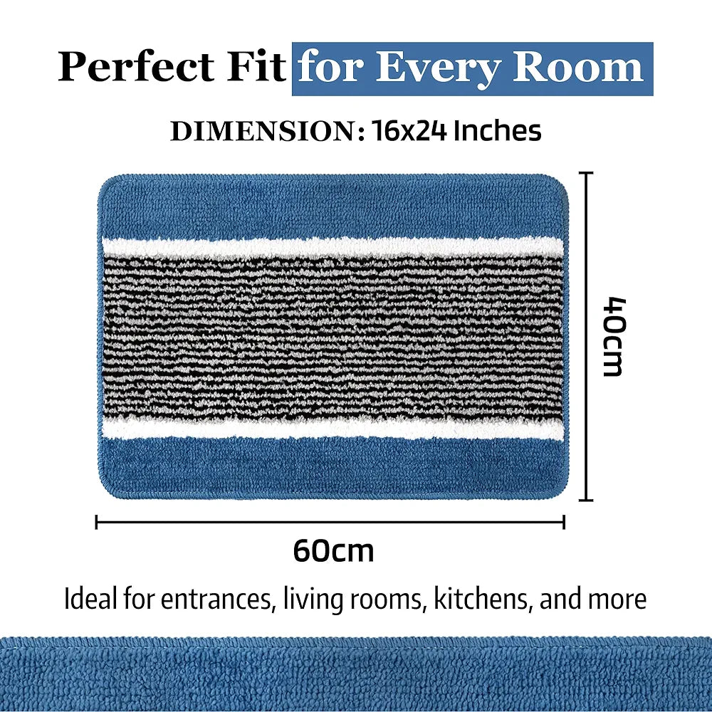 Kuber Industries Anti-Skid Water-Absorbent Door Mats for Home Micro Wings Lining Sky Blue