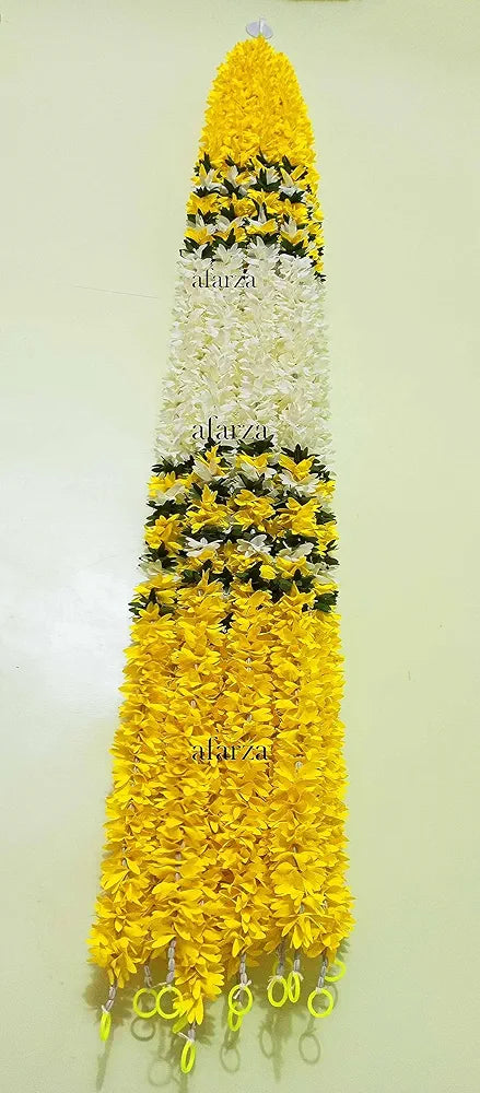 Afarza Choice Good Feel Good Artificial Flower Garland Toran p-yellow-white Hanging 4 Pieces 5 Feet