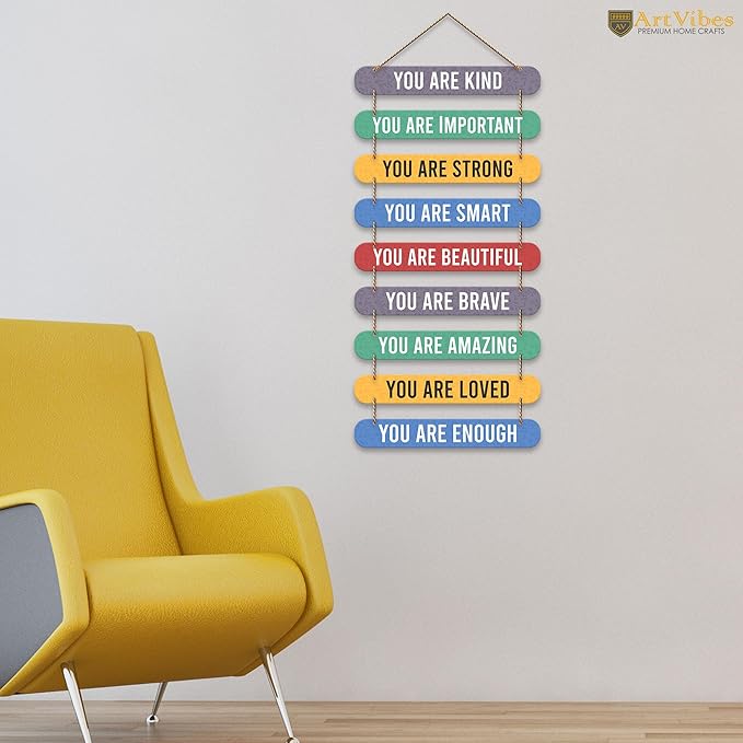 Artvibes Positive Quotes Mdf Wooden Wall Hanging for Home Livingroom Art Items | Home Decor Items