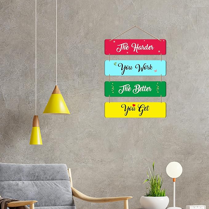 Artvibes the Harder You Work Quote Wooden Wall Hanger for Home Decor