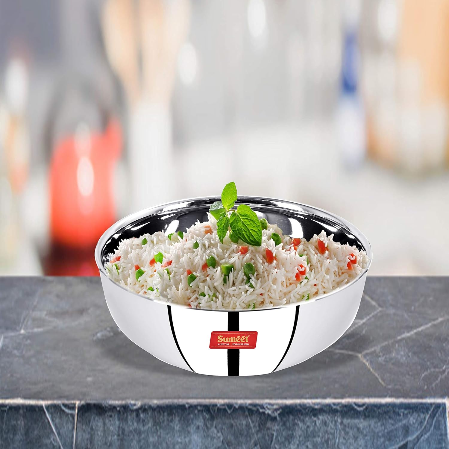 Sumeet Stainless Steel Induction Bottom Friendly Tasra Size No.13 (2.3 Ltr)