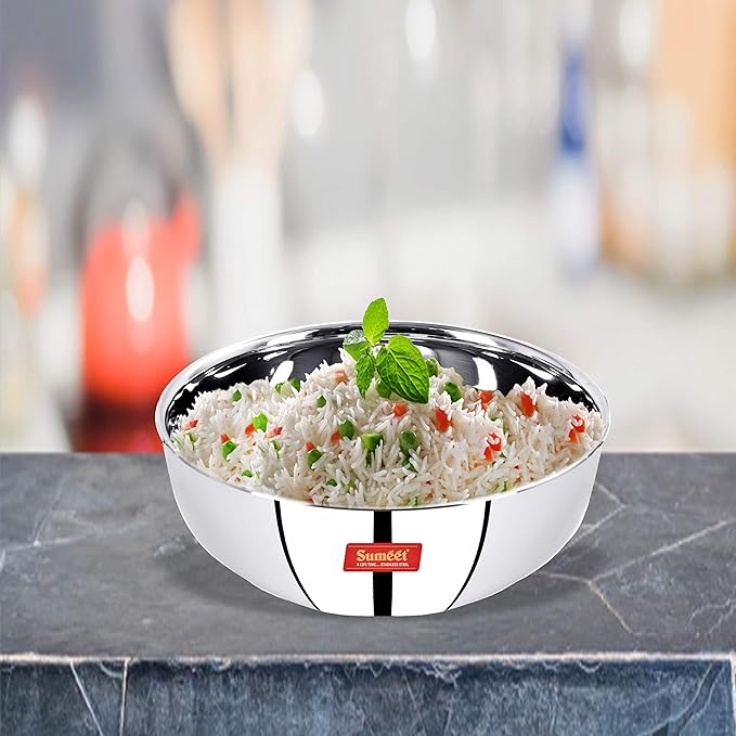 Sumeet Stainless Steel Induction Bottom Friendly Tasra Size No.14 (3 Ltr)