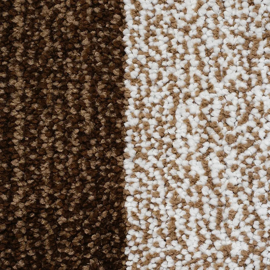 Saral Home Microfiber Striped Rectangle Shaped Anti-Skid Bath Mats Colour Brown (Pack Of 2)