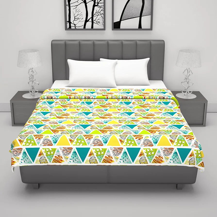 Divine Casa 100% Cotton Double Bed Dohar Lightweight AC Blanket Soft & Breathable Summer Quilt Colour Lime Punch
