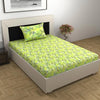 Divine Casa 144 TC 100% Cotton Single Bedsheet with 1 Pillow Cover Floral Pattern Colour Lime Breeze Fresh Green
