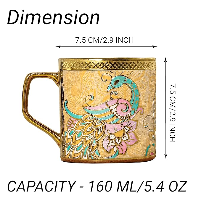 Femora Bone China Gold Tea Cup | Heaven Gold | 180 Ml