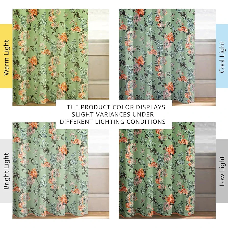 Cloth Fusion Blackout Printed Premium Window Curtains 5 Feet Long Set of 2 Green Coral