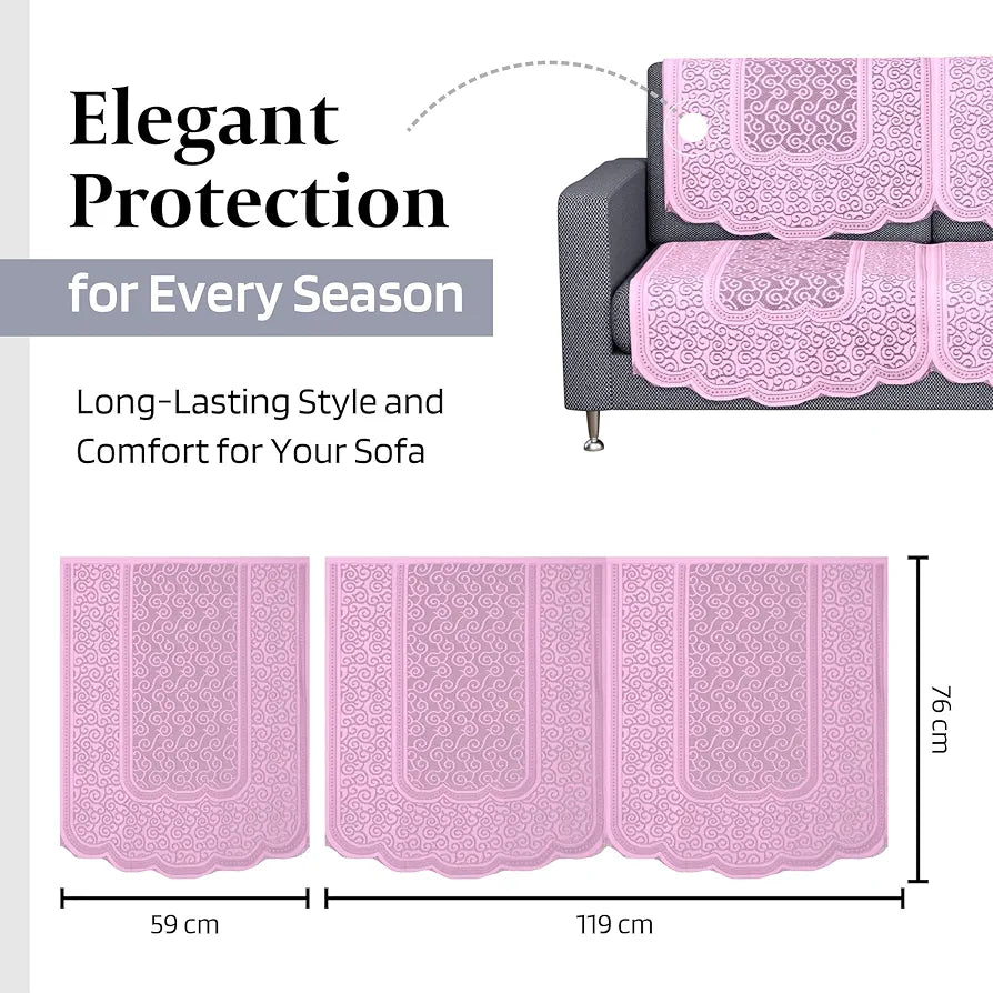 Kuber Industries Sofa Cover Net 2+1 Seater Sofa Slip Cover Set Zig Zag Printed Pink
