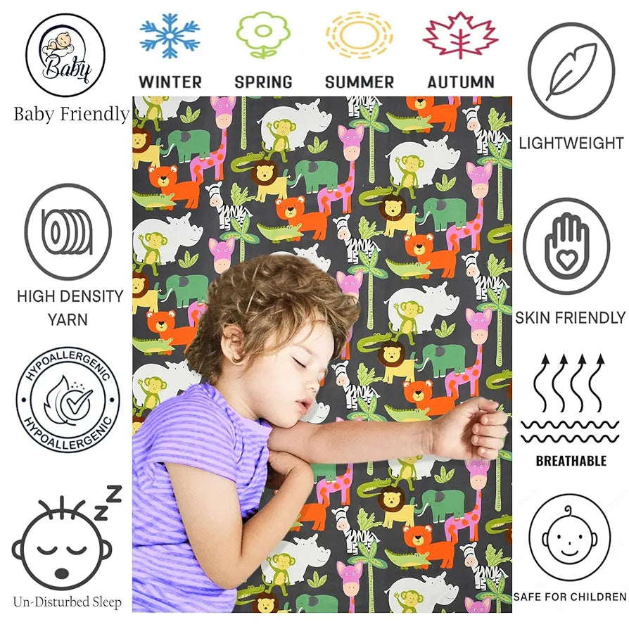 Fresh From Loom Bed Sheet Cartoon Printed Single Bedsheet Bedsheet for Kids Room with 1 Pillow Cover Multicolor 144 TC